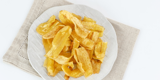 Dried banana slices on a plate