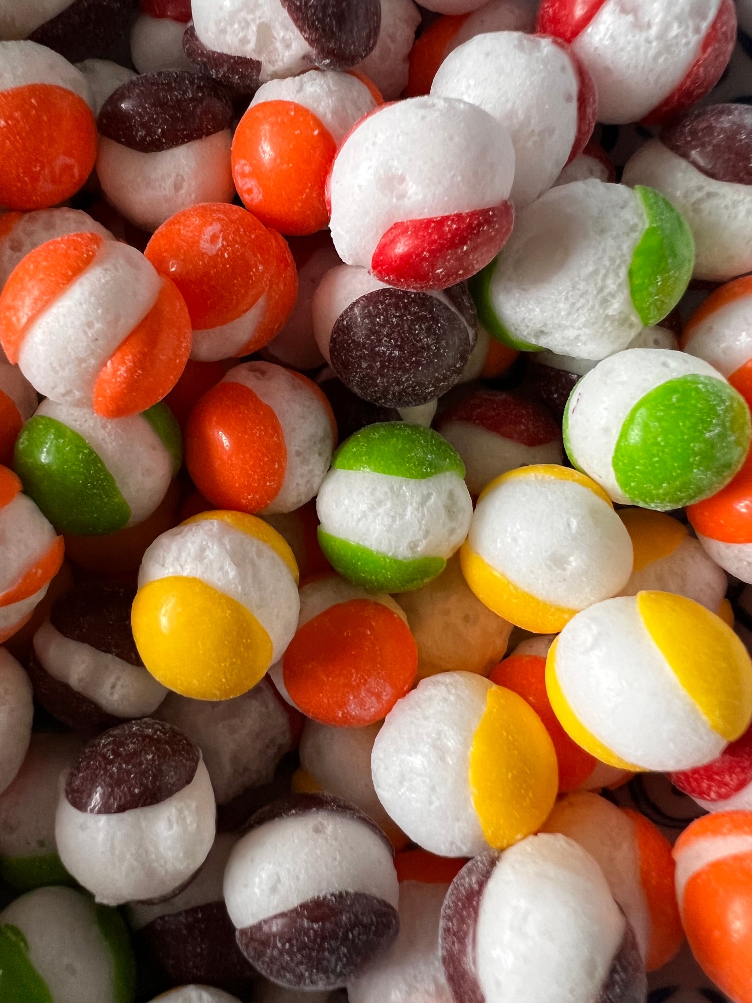 Pile of freeze-dried skittles