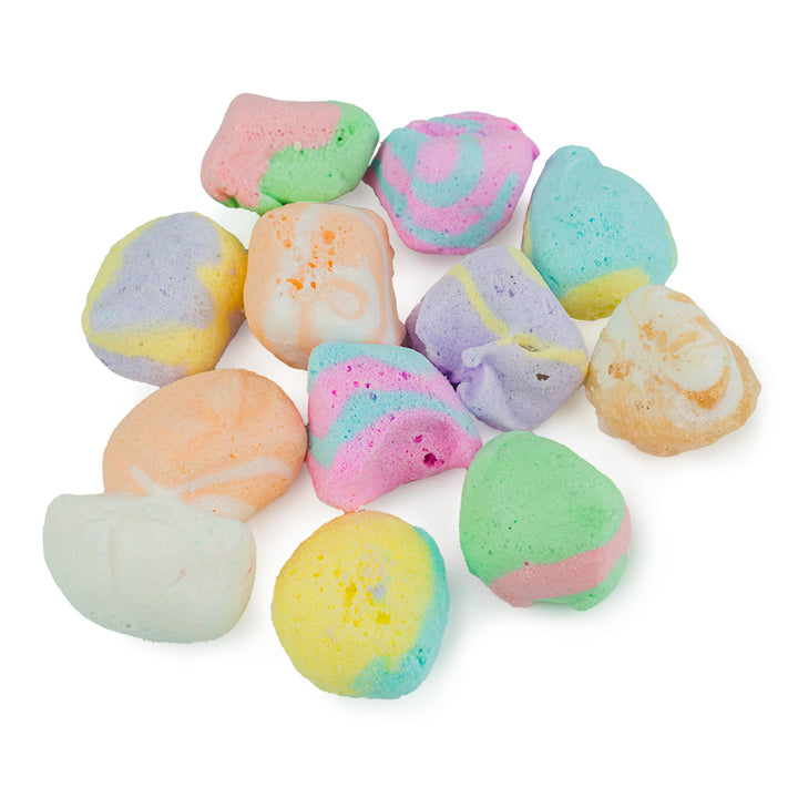 Pile of colourful freeze-dried puffy salt-water taffy